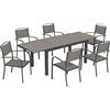 Outsunny Set mobili da giardino 7 pezzi Tavolo allungabile con 6 sedie Effetto legno a doghe Struttura in alluminio | Aosom Italy