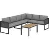 Outsunny Set da giardino angolare modulare 6 persone, divani, tavolino e cuscini, grigio scuro | Aosom Italy