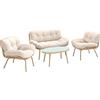 Outsunny Salotto da giardino 4 pezzi in resina intrecciata Cuscino 12 cm Ultra Spesso Divano 138 cm 2 Poltrone e Tavolino Beige | Aosom Italy