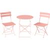 Outsunny Set Bistrot da Giardino 3 Pezzi Tavolo e 2 Sedie Pieghevoli a Doghe Doppia Protezione Antiruggine Rosa | Aosom Italy