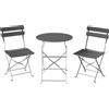 Outsunny Set Bistrot da Giardino 3 Pezzi Tavolo e 2 Sedie Pieghevoli con Doppia Protezione Antiruggine Metallo Grigio | Aosom Italy