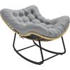 Outsunny Poltrona a dondolo in rattan sdraio da giardino con cuscino spesso, dondolo da giardino fino a 120 kg Interni ed Esterni 87 x 110 x 70 cm Grigio | Aosom Italy