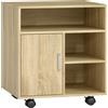 HOMCOM Mobiletto Porta Stampante con Ripiani Aperti e Armadietto in Legno, 60x50x65.5cm, Color Legno | Aosom Italy