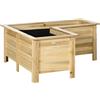 Outsunny Fioriera Rialzata in Legno Vaso da Esterno a Forma di L con Tessuto Non Tessuto Orto Urbano 120x120x50 cm Naturale | Aosom Italy