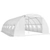 Outsunny Serra a Tunnel con 2 Barre di Supporto 2 Porte Avvolgibili e Finestre con Rete Copertura in PE Anti-UV Bianco | Aosom Italy