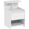HOMCOM Comodino con Stazione di Ricarica Porte USB Cassetto e Ripiani Comodino da Camera 40x40x60 cm Bianco | Aosom Italy