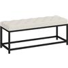 HOMCOM Panca da Letto Imbottita in Velluto Design Capitonné Base in Metallo per Camera Ingresso Soggiorno Crema | Aosom Italy