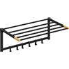 HOMCOM Portasciugamani da Parete, Pieghevole con 5 Barre e 6 Ganci 60 cm Nero | Aosom Italy