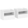 HOMCOM Set di 2 Comodini Sospesi con Stazione di Ricarica Cassetto Ripiano Aperto 40x29x29 cm Bianco | Aosom Italy