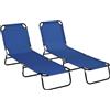 Outsunny Set di 2 lettini prendisole pieghevoli, lettino da giardino con schienale regolabile in 5 posizioni, portata fino a 120 kg | Aosom Italy
