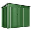 Outsunny Casetta da giardino esterna 2,7 m² 234x132x185 cm con tripla porta, serratura e feritoie di ventilazione, verde | Aosom Italy