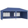 Outsunny Gazebo Pieghevole 6x3 m Pop-up con 4 Pannelli Laterali Rimovibili Tendone da Giardino con 2 Finestre e Borsa di Trasporto Azul | Aosom Italy