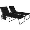 Outsunny Set da 2 sdraio pieghevoli da giardino con cuscino schienale regolabile 5 posizioni tasca laterale Nero | Aosom Italy