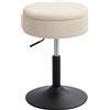 HOMCOM Sgabello da Bar con Contenitore Altezza Regolabile Sgabello da Cucina Rotondo Girevole Rivestito in Chenille Beige | Aosom Italy