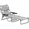 Outsunny Sdraio Pieghevole Schienale Regolabile Foro per Lettura Poggiatesta e Braccioli Portata 120 kg 145x72x89 cm Grigio Scuro | Aosom Italy