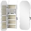 HOMCOM Specchio Portagioie con Luce LED Montabile a Parete o da Appendere alla Porta con Serratura Specchio Intero Bianco | Aosom Italy