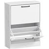 HOMCOM Portascarpe Stretto 2 Ante ad Alto Lucido Ripiani Regolabili Design Marmo per 8 Paia di Scarpe 60x24x80 cm Bianco | Aosom Italy