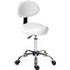HOMCOM Sgabello Girevole con Schienale e Ruote Sedia Regolabile per Saloni di Bellezza Studio di Tatuaggi 50x50x83-98cm Blanco | Aosom Italy