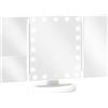 HOMCOM Specchio Trucco con Luce Ingrandimento 1X/2X/3X Rotazione Libera di 180° 21 Luci LED Interruttore Touch Bianco | Aosom Italy