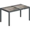 Outsunny Tavolo da giardino per 4 a 6 persone, tavolo da pranzo esterno con piano effetto legno, 140 x 80 x 72 cm, grigio scuro | Aosom Italy