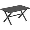 Outsunny Tavolo da giardino rettangolare per 4 a 6 persone, tavolo da pranzo esterno Piano effetto legno 150 x 90 x 74 cm, Nero | Aosom Italy