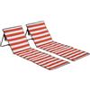 Outsunny Set di 2 tappetini da spiaggia imbottiti materassino da spiaggia schienale regolabile multi-posizioni 142 x 51 x 40 cm bianco e rosso | Aosom Italy
