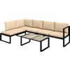 Outsunny Set da giardino 4 pezzi, set divani con 2 divani due posti, poltrona senza braccioli, tavolino, per balcone, Khaki | Aosom Italy