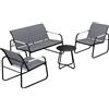 Outsunny Set Mobili da Giardino Salotto per 4 Persone Traspirante con Divano 2 Posti 2 Poltrone Intreccio a Corda Tavolino Rotondo Piedini | Aosom Italy