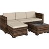 Outsunny Set da Giardino Esterno in Rattan 5 Pezzi con Cuscini 2 Poltrone Angolari Poltrona senza Braccioli Poggiapiedi e Tavolino | Aosom Italy
