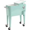 Outsunny Carrello Refrigerato per Bevande 56 L con Ruote Apribottiglie Raccoglitappi e Manico per Giardino Festa 75x35x78 cm Verde Chiaro | Aosom Italy