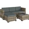 Outsunny Set da Giardino Esterno in Rattan 5 Pezzi con Cuscini 2 Poltrone Angolari Poltrona senza Braccioli Poggiapiedi e Tavolino | Aosom Italy