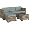 Outsunny Set da Giardino Esterno in Rattan 5 Pezzi con Cuscini 2 Poltrone Angolari Poltrona senza Braccioli Poggiapiedi e Tavolino | Aosom Italy