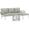 Outsunny Set di mobili da giardino in polyrattan 3 pezzi, set lounge con chaiselongue divano 2 posti tavolo in vetro cuscini sfoderabili | Aosom Italy