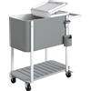 Outsunny Carrello frigo con capacità 56 L servitore con ruote, apribottiglie, ripiano inferiore, maniglia, carrello bevande mobile, Grigio | Aosom Italy