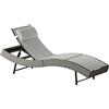 Outsunny Sdraio in Polyrattan a forma a S con schienale regolabile 5 posizioni, poggiatesta, traspirante e resistente ai raggi UV | Aosom Italy