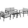 Outsunny Set di mobili da giardino per 4 persone resistente alle intemperie set per balcone con divano 2 posti, poltrona, cuscini, tavolino Grigio chiaro | Aosom Italy