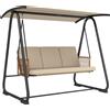 Outsunny Dondolo da giardino 3 posti con tetto regolabile e cuscino, 203x121x165 cm, Sabbia | Aosom Italy