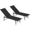 Outsunny Set di 2 lettini prendisole sdraio pieghevole textilene lettino giardino esterno inclinabile 54 x 164 x 84 cm nero | Aosom Italy