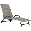 Outsunny Lettino prendisole sdraio in resina intrecciata reclinabile e regolabile su 4 livelli a forma di S, 156x62x96cm marrone | Aosom Italy