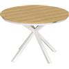 Outsunny Tavolo da giardino Ø118 cm, tavolo da balcone resistente alle intemperie in alluminio, tavolino con gambe a croce design a doghe Teak | Aosom Italy