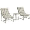 Outsunny Set mobili da balcone 3 pezzi set da giardino con tavolo cuscini struttura in acciaio piedini regolabili, traspirante Grigio chiaro | Aosom Italy