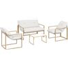 Outsunny Set da giardino 4 pezzi, lounge esterna con tavolo in vetro temperato, divano, 2 poltrone, Bianco | Aosom Italy