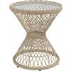 Outsunny Tavolino laterale design Boho, piano in vetro, PE-Rattan, 45 cm x 45 cm x 52 cm, Naturale | Aosom Italy
