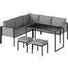 Outsunny Salotto da Giardino Divano ad Angolo Esterno 6 Pezzi Cuscini 10 cm Tavolo Alto e 2 Poggiapiedi Grigio | Aosom Italy