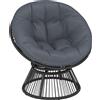 Outsunny Poltrona Papasan 360° girevole Poltrona a cesto con cuscino Telaio in acciaio Poltrona rotonda in rattan Poltrona lounge Grigio | Aosom Italy