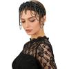 TGKEAIY Copricapo anni '20, Diadema de Flapper 1920s,Fascia per Capelli Flapper Nera con Strass e Nappa,accessorio per capelli vintage da donna,Neri Accessorio Vintage per La Fronte con Strass per Donne Festa