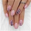 Zernblend 24 Pezzi Rosa Glitter Nail Art, Unghie Adesive, Press on Nails, Unghie Finte