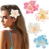 Zernblend 4 pezzi mollette per capelli con fiori Hawaii, fermagli per capelli floreali, accessori per capelli (Blu/Rosa/Rosso/Rosa/Bianco)