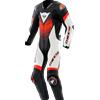 Dainese TUTA LAGUNA SECA 6 PERF 1PC LEATHER SUIT BLACK WHITE RED-FLUO DAINESE : Taglia - 54