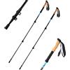 KHEALING OKHEALING Bastoncini da trekking in fibra di carbonio (1 paio), lunghezza regolabile 105-135 cm, bastoncini da trekking con manico in sughero, adatti per alpinismo, escursionismo, corsa campestre